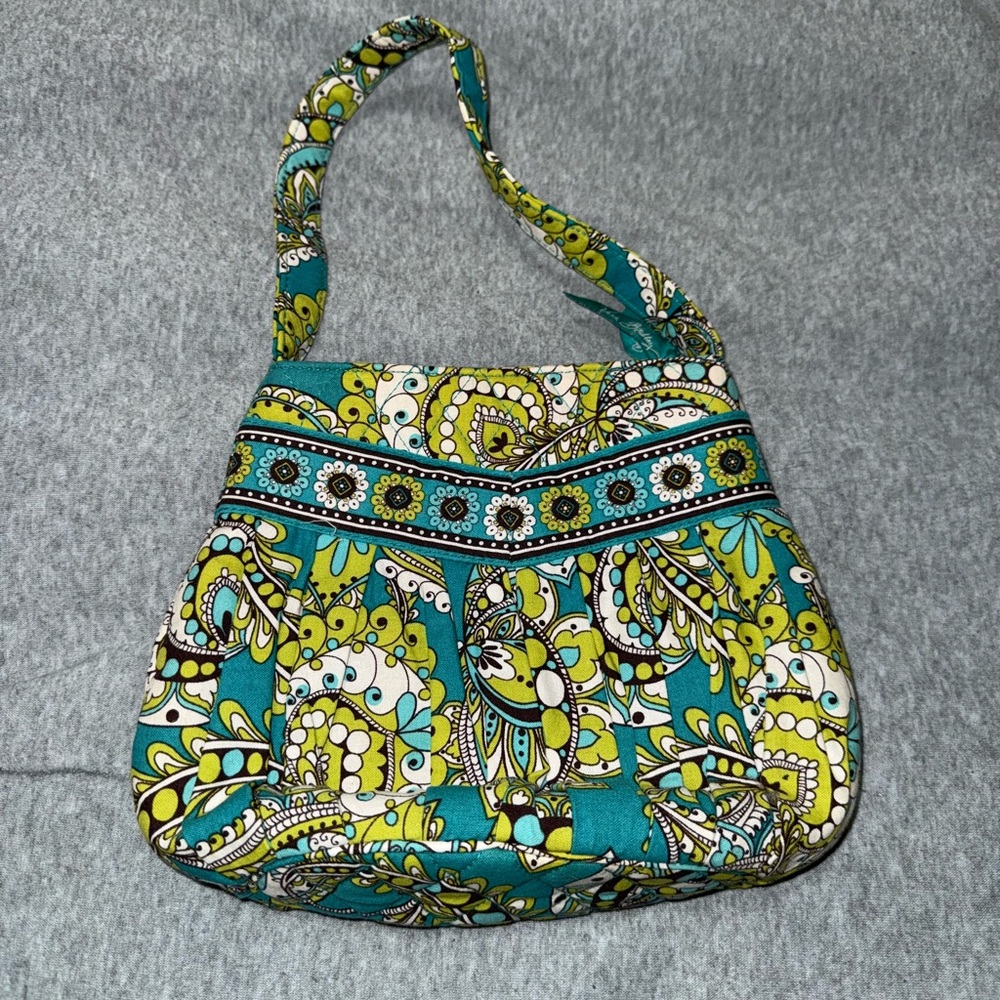 Vera Bradley Teal and Yellow Paisley Shoulder Bag